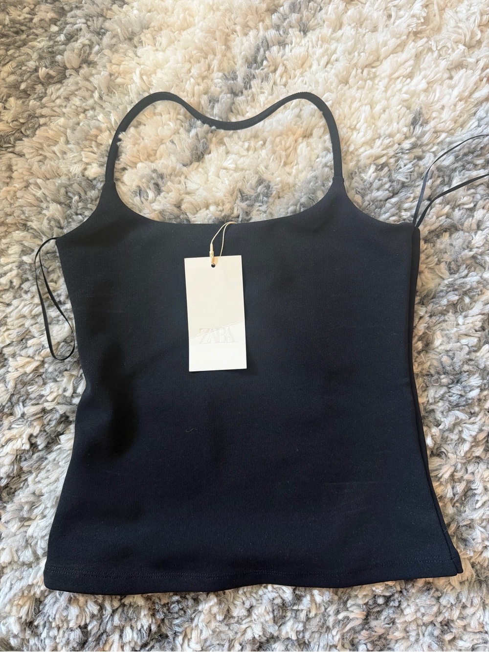 Zara Black Stretch Knit Halter Top | M